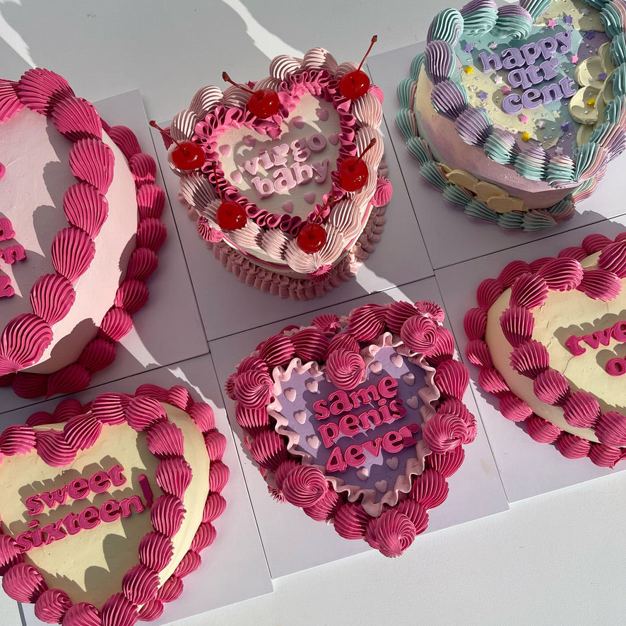 Frilly Retro LOVEHEART Cake