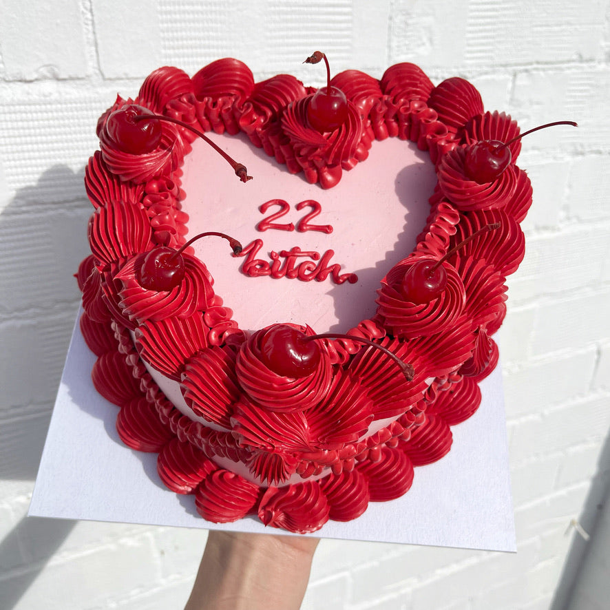 Frilly Retro LOVEHEART Cake