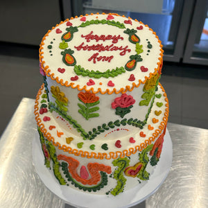 TALL Hand-Piped Floral Cake