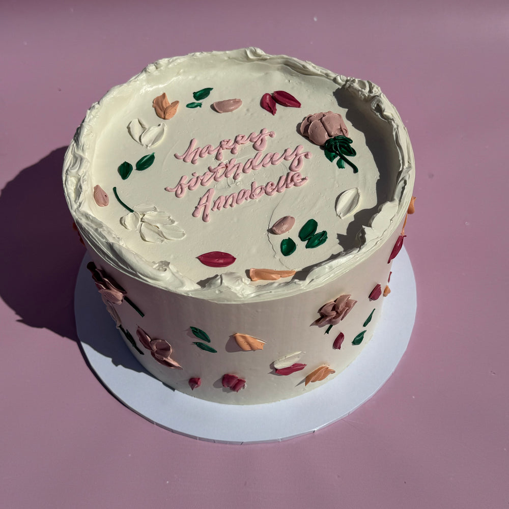 Hand-Piped Floral Cake